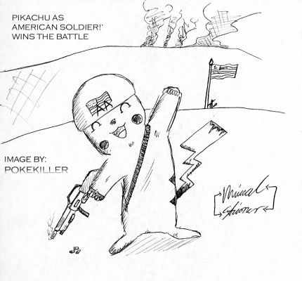 Pikachu AA
Pikachu as a American soldier, holding a weapon i have designed.. or is it designed at all ;). AA have won a battle but nor against what.. hehe. Just got a idea about this pic and draw it and i was getting better as i thought it would be!
Keywords: pika_AA