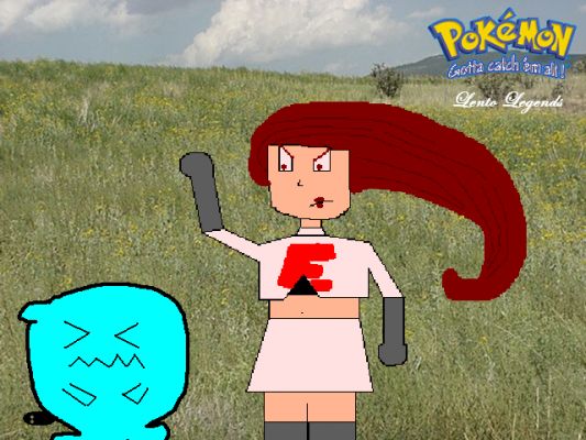 Pokemon: Lento Legends Poster 3
It's Jessie and her new Pokemon, Wobbubum! Wobbubum is the evolved form of Wobbuffet. Note that Jessie's uniform is now a very light shade of pink. James's will be a very light shade of blue. 
Keywords: Lento Legends 3
