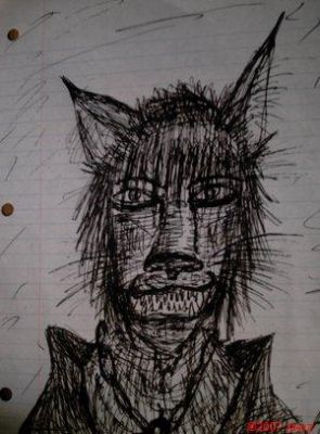 Were Cat
This is a were cat I drew. Didn't have any better thing to do, so I asked for a pen and just started...
Keywords: were cat