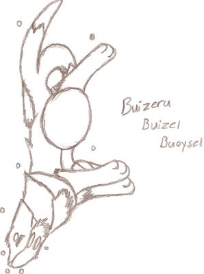 Buizeru
OR Buizel, OR Buoysel (ALL the SAME pokemon)

Yes, I did make him furry. His flotation thing is too low. And no pokemon such as his self would not drown like that. But, I do NOT care. This is 'FANart', so I will draw him how he pops into my little head.

The colored version is in my gallery...Enjoy.

