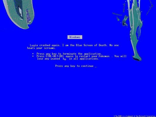 BSOD (Blue Screen of Death)
WARNING TO ALL WINDOWS USERS:

Be Careful or YOU MIGHT END UP LIKE THIS !!!!
Keywords: BSOD Blue Screen of Death Lugia