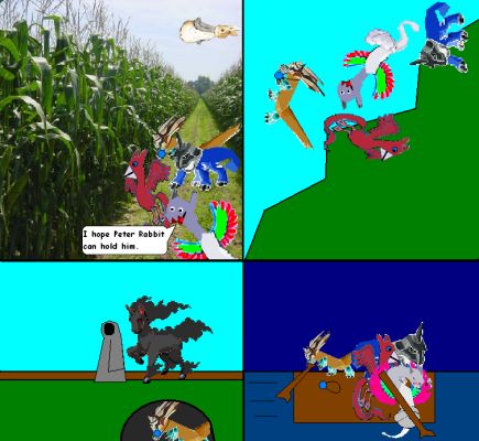 Lord of the Prophecies 1
Fellowship of the Prophecy part 6: With Shin-Goji trapped in Tyrants tower in Isengard, Boltia and Acroqua travel through a corn field. Where they met Volnix and Ravnosphere snooping in Farmer Maggots crops, as the angry farmer approaches, Ravnosphere grabs Peter Rabbit and throws it at him. As they escaped they fell down a steep hill onto a road. Boltia knew that the black riders would come if hes on the road so he told the 3 to hide in a cave. Above them was a nazgul monitoring the landscape, then left. Then the 4 grabed a raft and sailed to Bree's Holiday Inn.
Keywords: Lord of the Prochecies F29