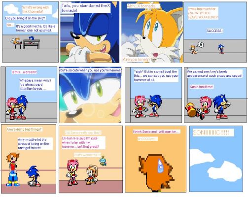 Sonic's brilliant scheme!
Sonic cant run around surrounded by the sea...so he makes a scheme so he can trick chris into getting off the boat! He fails anyway. 

This is based on Sonic X episode 20! To see the episode in it's original japanese form, click the link under key words! (has english subtitles)
Keywords: Sonic ep. 20