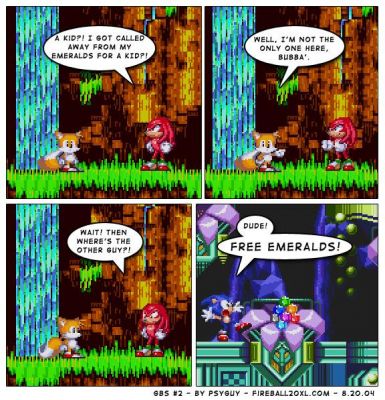 Free emeralds
Sonic: dude! free emeralds!
Keywords: Sonic