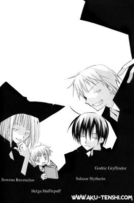 The 4 Greats
Godric Gryffindor, Salazar Slytherin, Rowena Ravenclaw and Helga Haffelpuff in Anime forms!
Keywords: Harry Potter Doujinshi