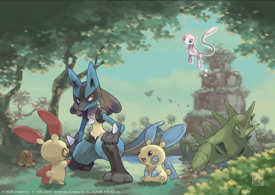 Lucario and mew
Keywords: lucario tyranitar plusle minun mew