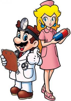 Dr. Mario presents
Me and Nurse Peach.
We work in the background
of the PokÃ©mon-Center in
Petalburg City and help
Nurse Joy to curing your PokÃ©mon.

