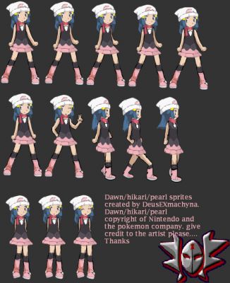 Dawn/Hikari sprites
Man... It took me 6 full hours to make these...I made these because Dawn is my favorite charracter in pokemon thats all... anyway the walking phases aren't to good. But I'm not good at making chracters that are not my own so yeah.....I may update this sheet later....and make more..... Dawn/Hikari/Pearl is copyright of Nintendo and the Pokemon company... Please give credit to me and said companies if used... thanks
Keywords: Dawn Hikari Pearl Sprites