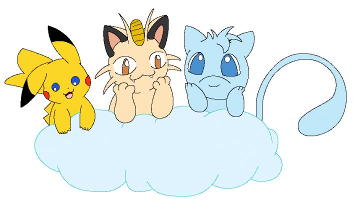 Pika Meowth Mew
Chibi version pokemon on a cloud.
Keywords: Pokemon