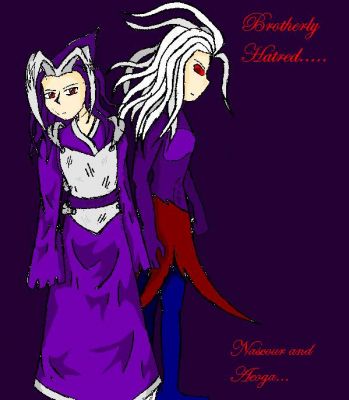 Aeoga and Nascour
    Aeoga is my fan character, a Shadow Lugia transpeicies.
    Nascour, is his older brother, and he is the vice-president of Cipher (Pokemon Colosseum)
Keywords: Nascour Aeoga Lugia