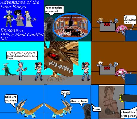 Adventures of the lake fairys Episode51
The bootlegger is happy that he altered the prophecy of Merinthos. Meanwhile Tyrant has vore rampaging Buenos Aires. The lightning god Boltia is looking for Delia Ketchum, then the Bootlegger who is also his friend tells him that Broly has her.
Keywords: Lake Fairys Mesprit Azelf Uxie PPNs Final Conflict