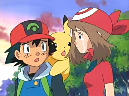 May cries as Ash looks
From the Donphan Episode

