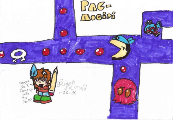 Pac Archie
Dont ask where did I get this idea....
I just did.
That ghost is supposed to be Maxie and those red things are suppose to be Red Orbs.
Keywords: Archie Pac man Team Aqua Pokemon